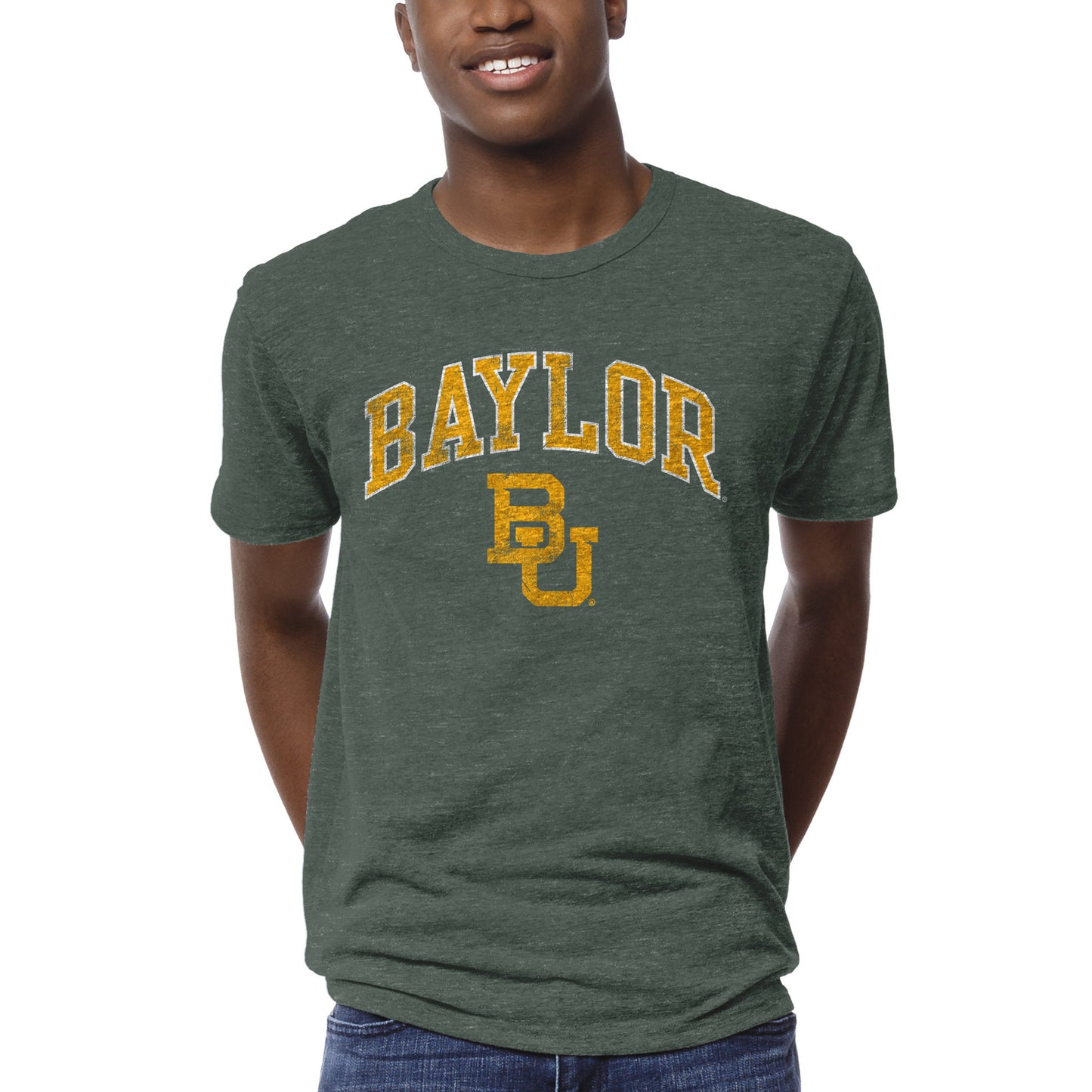 Men's League Collegiate Wear Heather Green Baylor Bears 1965 Victory Falls T-Shirt