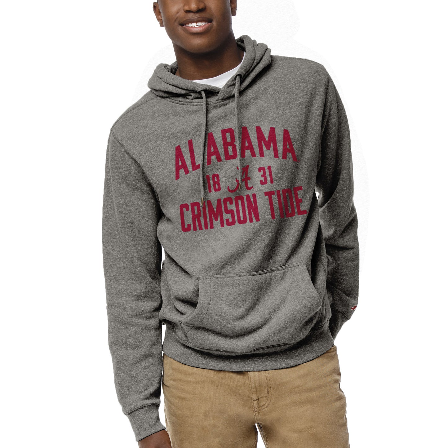 Men's League Collegiate Wear Heather Gray Alabama Crimson Tide Heritage Tri-Blend Pullover Hoodie