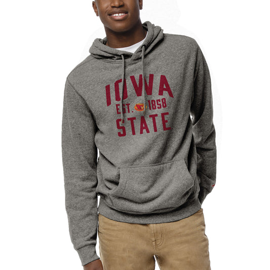 Men's League Collegiate Wear Heather Gray Iowa State Cyclones Heritage Tri-Blend Pullover Hoodie