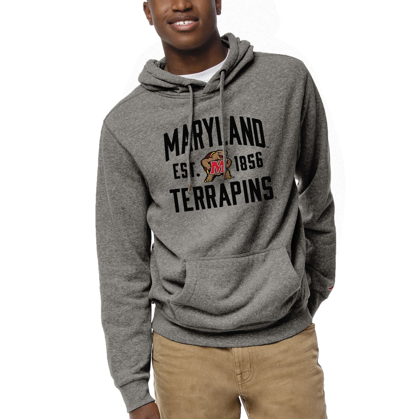 Men's League Collegiate Wear Heather Gray Maryland Terrapins Heritage Tri-Blend Pullover Hoodie