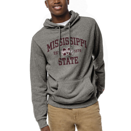 Men's League Collegiate Wear Heather Gray Mississippi State Bulldogs Heritage Tri-Blend Pullover Hoodie