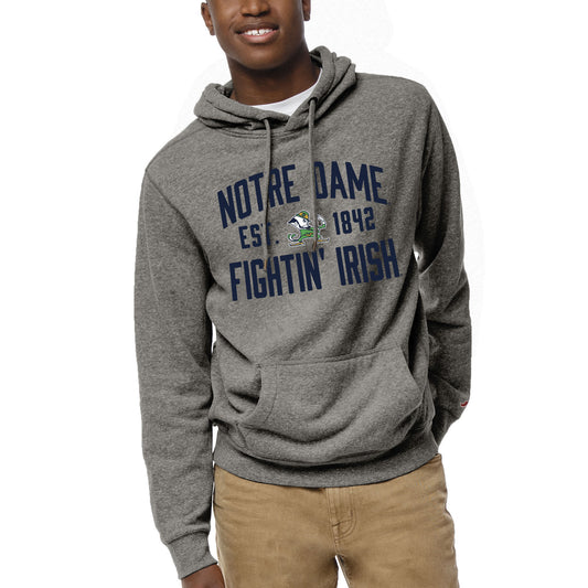 Men's League Collegiate Wear Heather Gray Notre Dame Fighting Irish Heritage Tri-Blend Pullover Hoodie