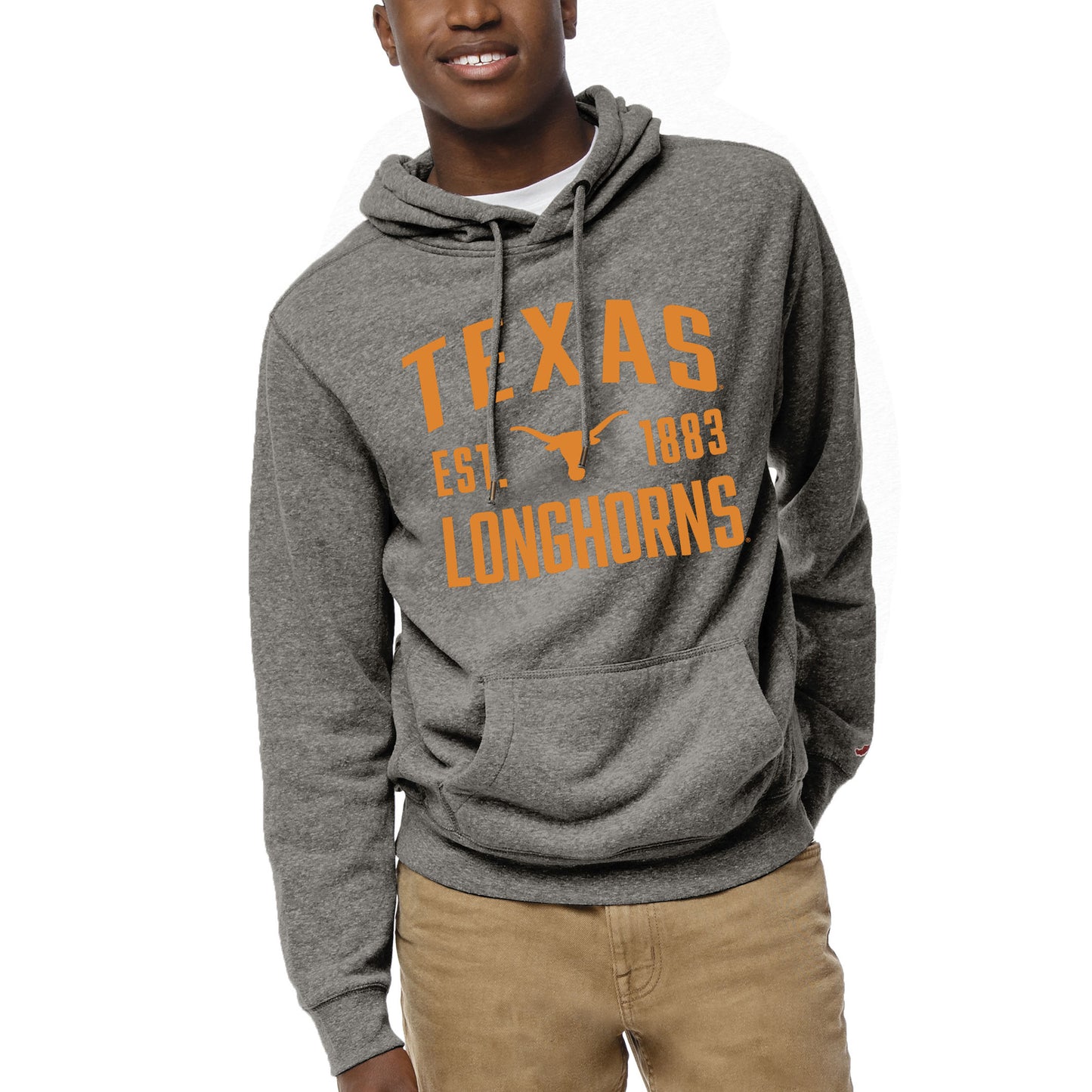 Men's League Collegiate Wear Heather Gray Texas Longhorns Heritage Tri-Blend Pullover Hoodie