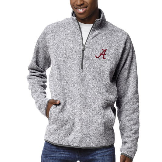 Men's League Collegiate Wear Heather Gray Alabama Crimson Tide Saranac Raglan Quarter-Zip Jacket