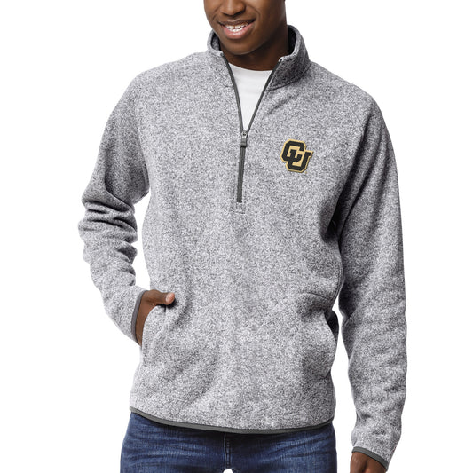 Men's League Collegiate Wear Heather Gray Colorado Buffaloes Saranac Raglan Quarter-Zip Jacket