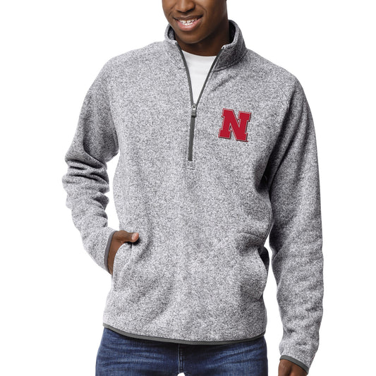 Men's League Collegiate Wear Heather Gray Nebraska Huskers Saranac Raglan Quarter-Zip Jacket