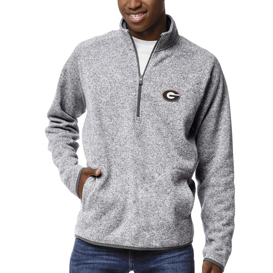 Men's League Collegiate Wear Heather Gray Georgia Bulldogs Saranac Raglan Quarter-Zip Jacket