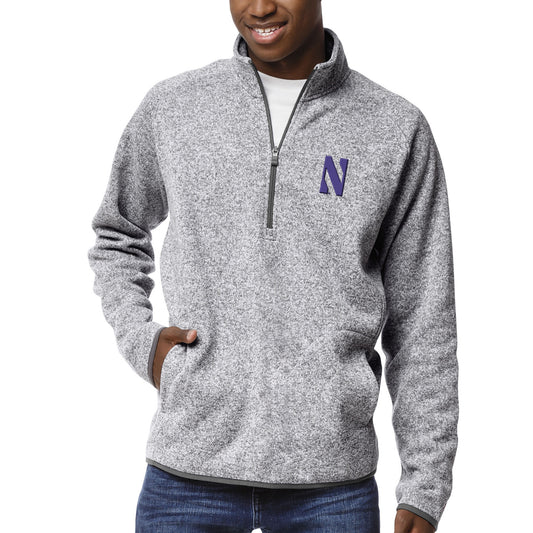 Men's League Collegiate Wear Heather Gray Northwestern Wildcats Saranac Raglan Quarter-Zip Jacket