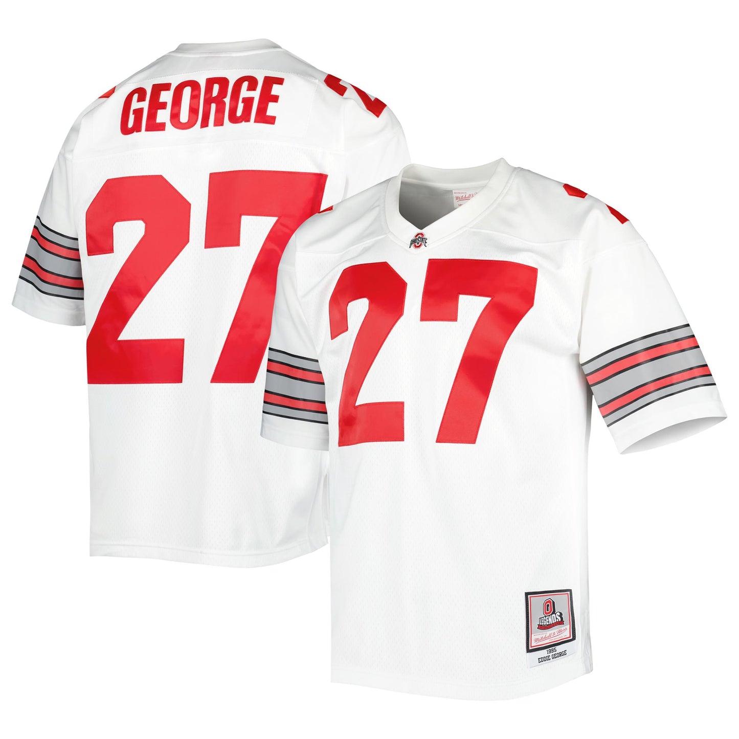 Men's Mitchell & Ness Eddie George White Ohio State Buckeyes Authentic Jersey