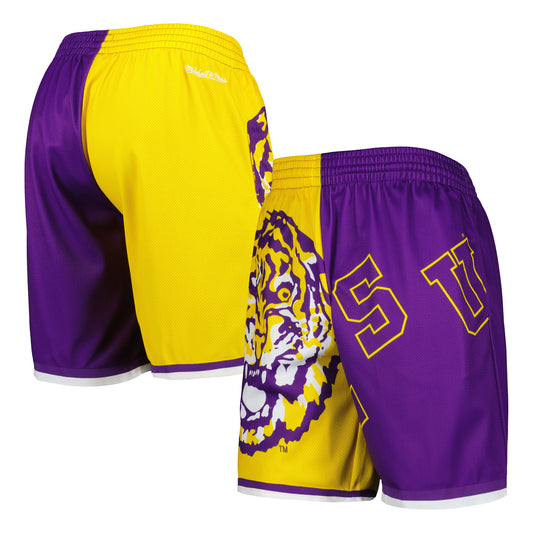 Men's Mitchell & Ness Purple/Gold LSU Tigers Big Face 5.0 Fashion Shorts