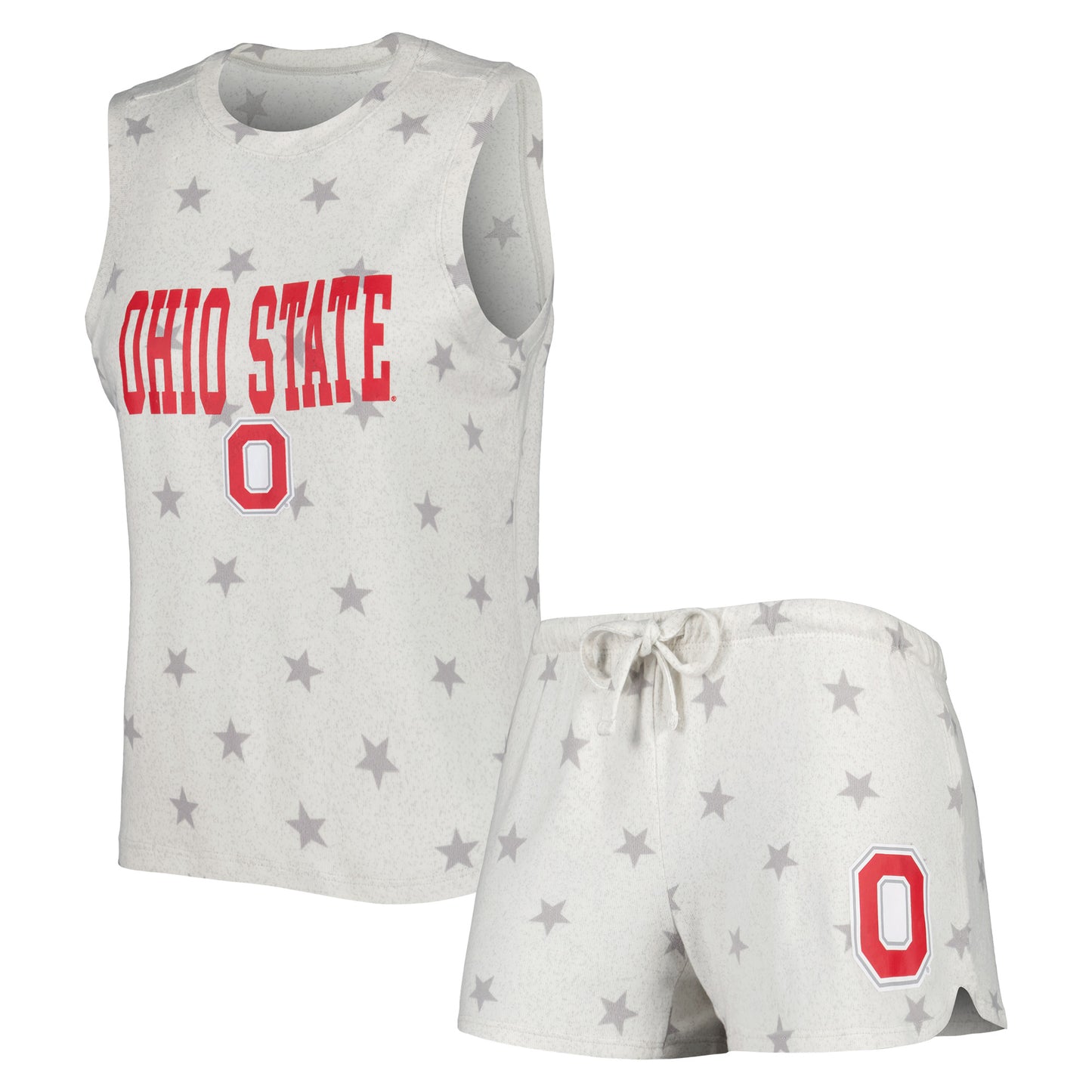 Women's Concepts Sport Cream Ohio State Buckeyes Agenda Stars Tank Top and Shorts Sleep Set