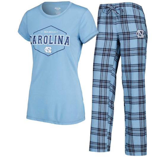 Women's Concepts Sport Carolina Blue/Navy North Carolina Tar Heels Badge T-Shirt & Flannel Pants Sleep Set