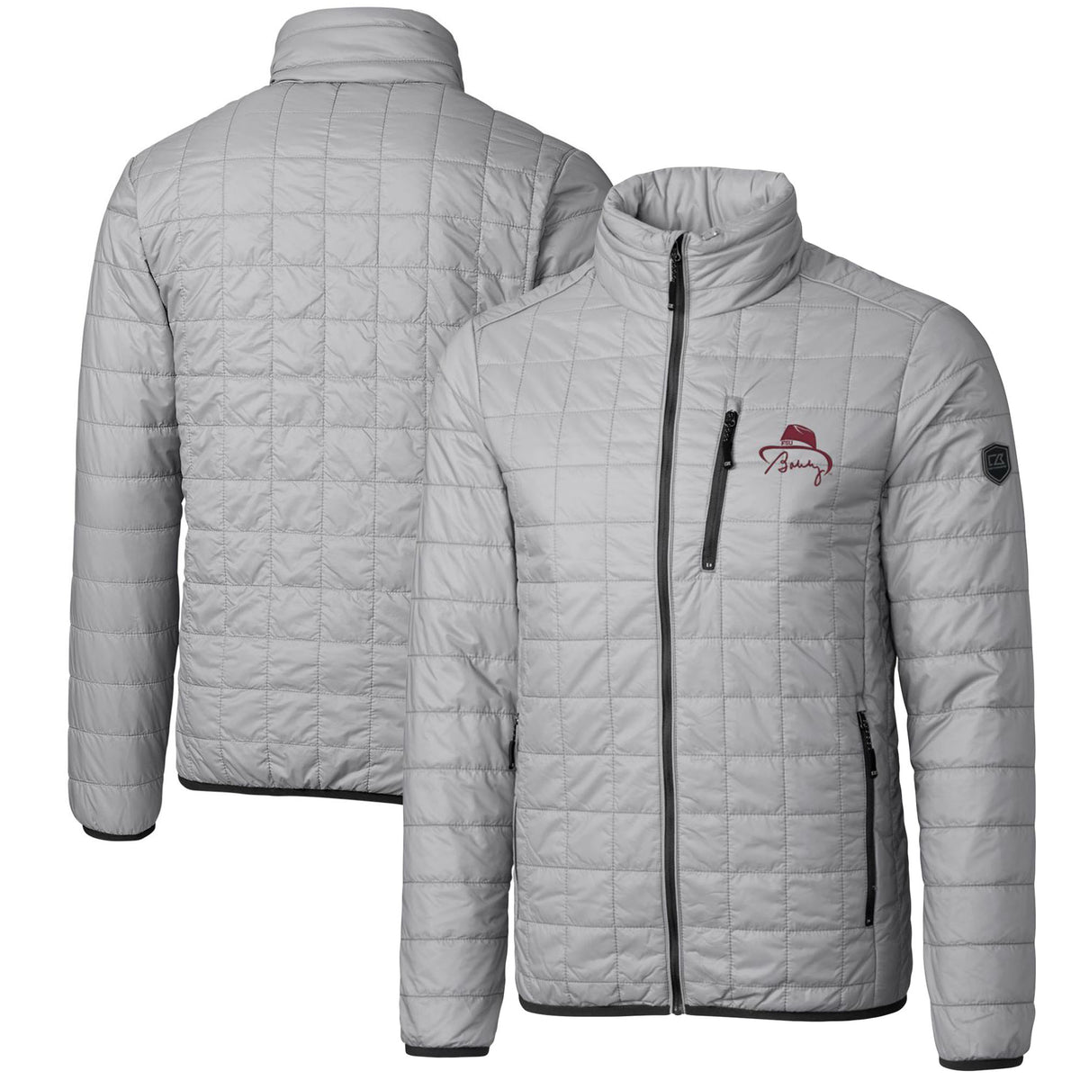Men's Cutter & Buck Bobby Bowden Gray Florida State Seminoles Big & Tall Rainier Eco Insulated Full-Zip Puffer Jacket