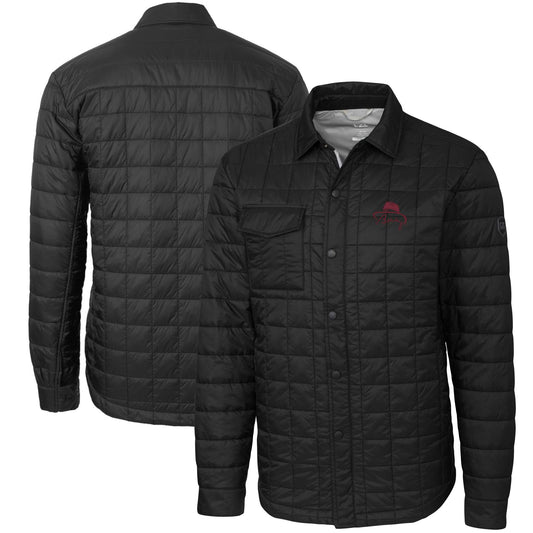 Men's Cutter & Buck Bobby Bowden Black Florida State Seminoles Big & Tall Rainier Eco Quilted Button-Up Shacket