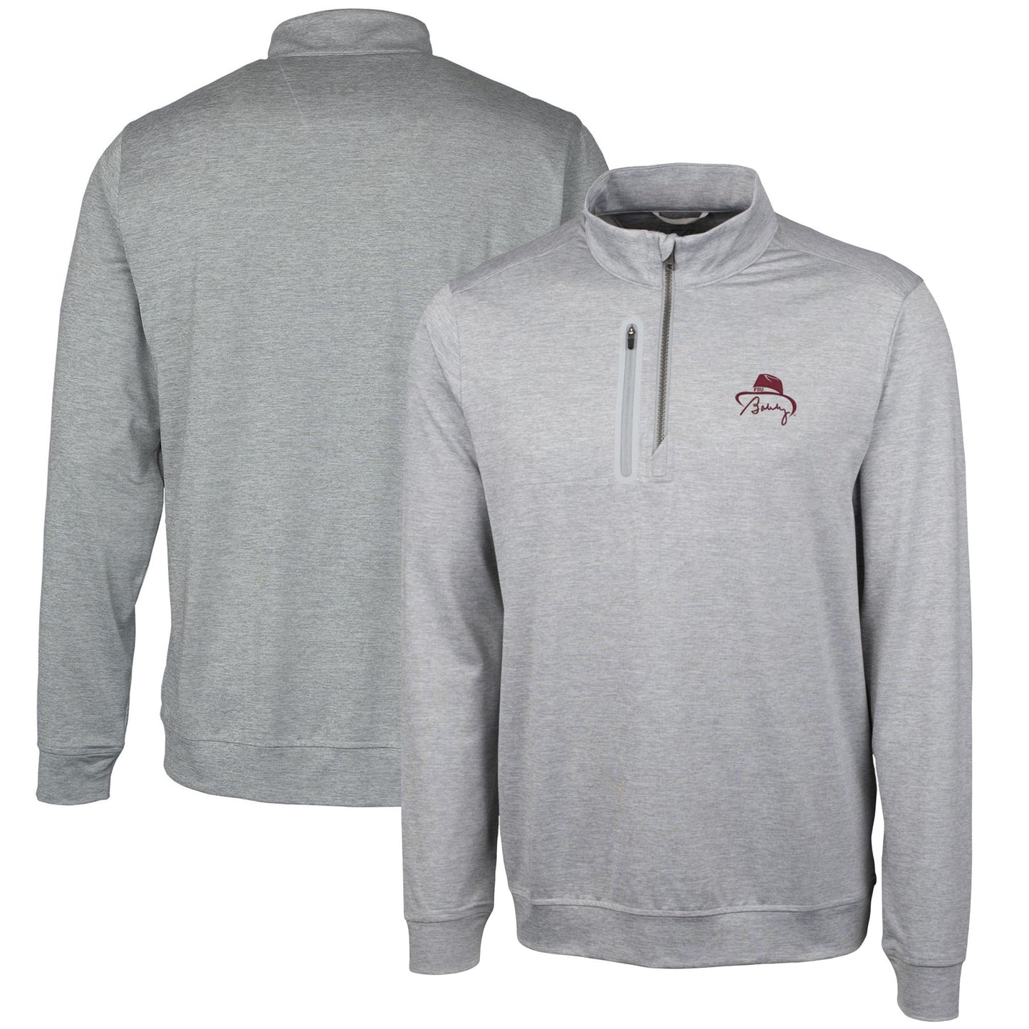 Men's Cutter & Buck Bobby Bowden Gray Florida State Seminoles Big & Tall Stealth Heathered Quarter-Zip Pullover Jacket