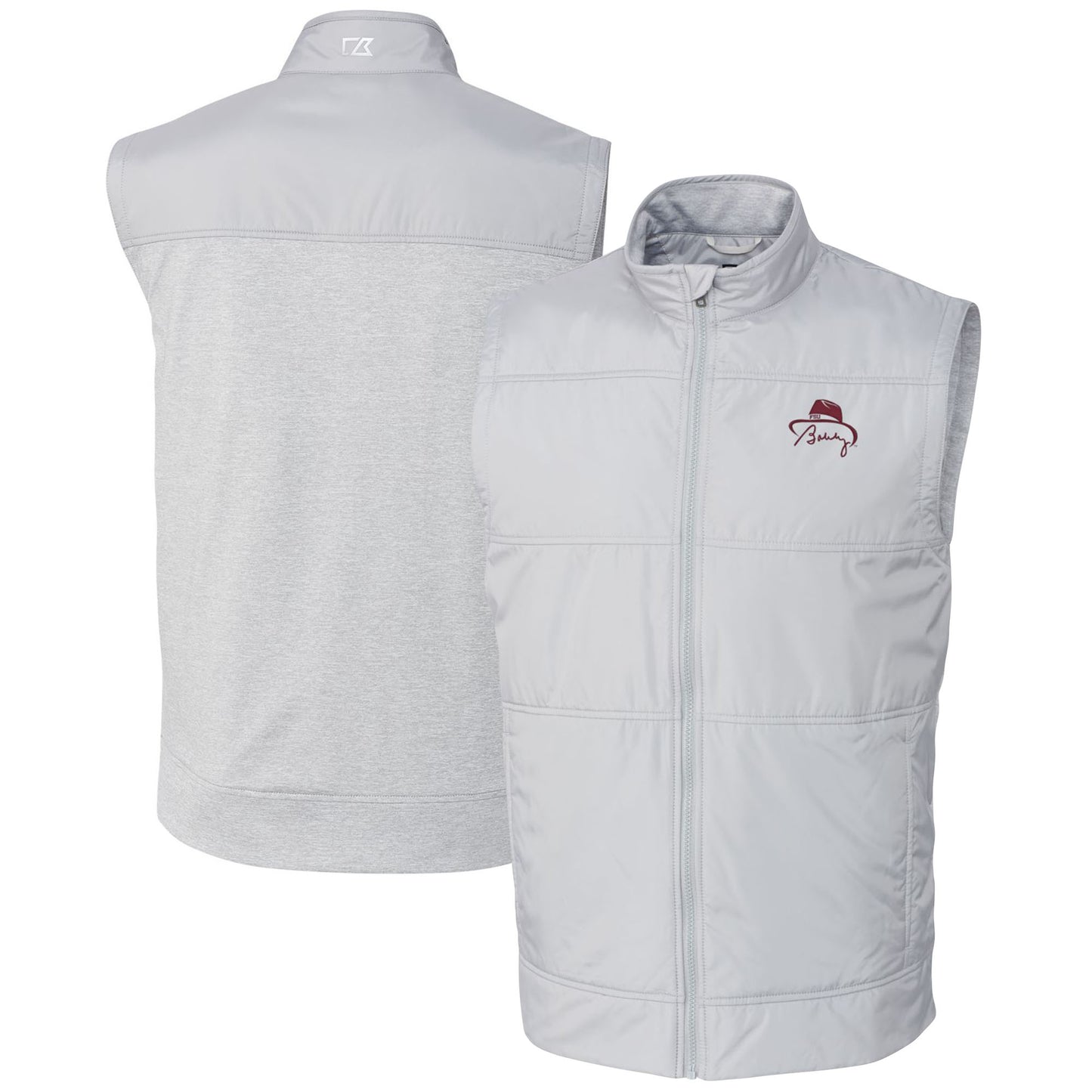 Men's Cutter & Buck Bobby Bowden Gray Florida State Seminoles Big & Tall Stealth Hybrid Windbreaker Full-Zip Vest