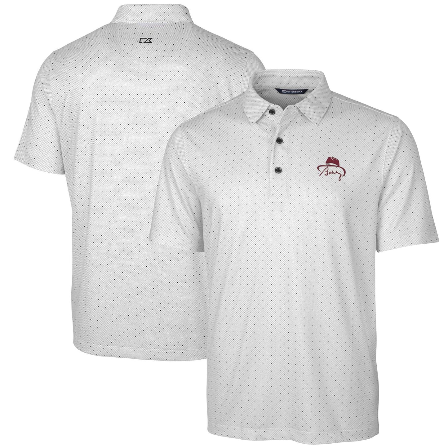 Men's Cutter & Buck Bobby Bowden White/Charcoal Florida State Seminoles Pike Double Dot Print Stretch Polo