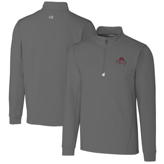 Men's Cutter & Buck Bobby Bowden Gray Florida State Seminoles Traverse Stretch Quarter-Zip Pullover Top