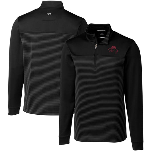 Men's Cutter & Buck Bobby Bowden Black Florida State Seminoles Traverse Stripe Quarter-Zip Pullover Top