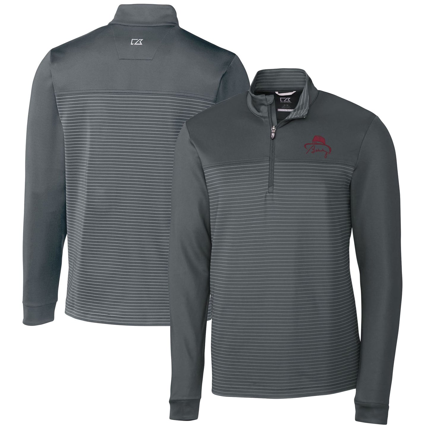Men's Cutter & Buck Bobby Bowden Gray Florida State Seminoles Traverse Stripe Quarter-Zip Pullover Top