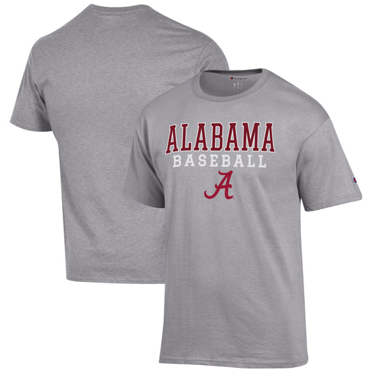 Men's Champion Gray Alabama Crimson Tide Baseball Stack T-Shirt