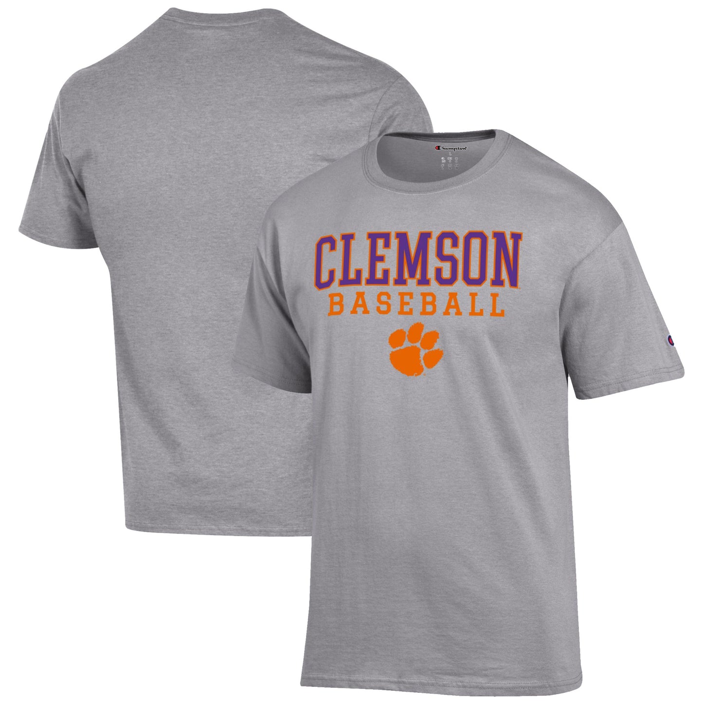 Men's Champion Gray Clemson Tigers Baseball Stack T-Shirt