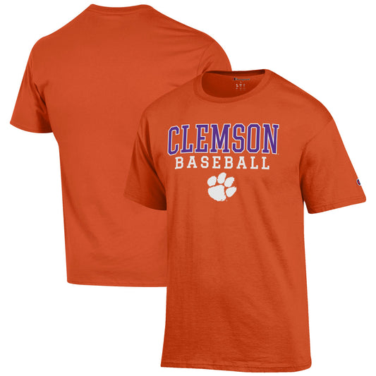 Men's Champion Orange Clemson Tigers Baseball Stack T-Shirt