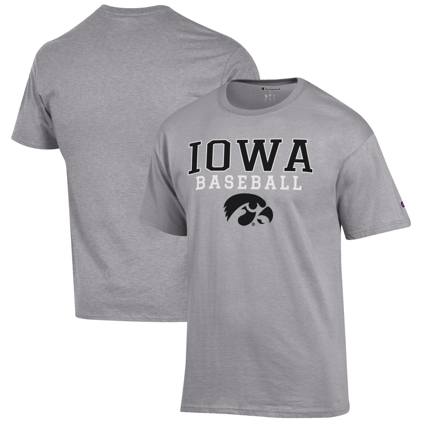 Men's Champion Gray Iowa Hawkeyes Baseball Stack T-Shirt