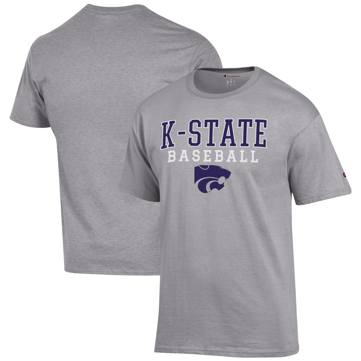 Men's Champion Gray Kansas State Wildcats Baseball Stack T-Shirt
