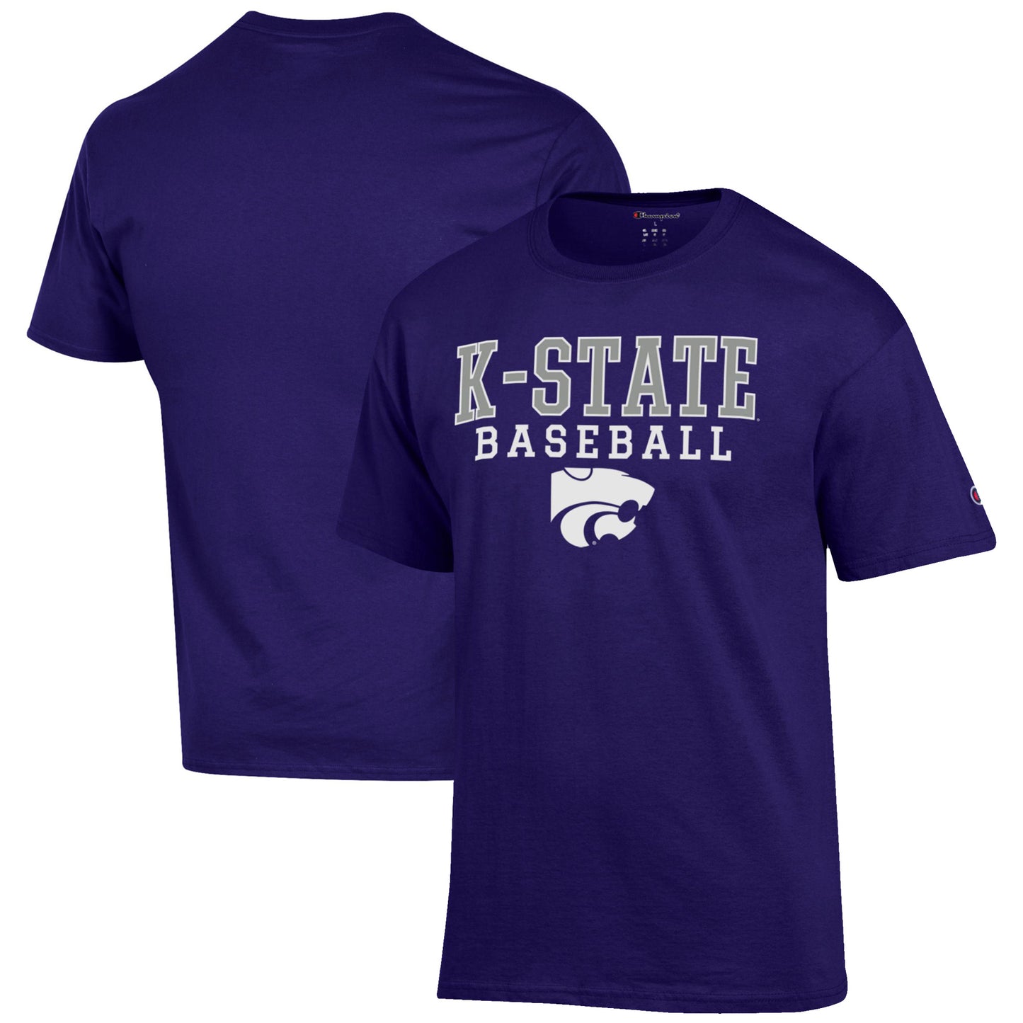 Men's Champion Purple Kansas State Wildcats Baseball Stack T-Shirt