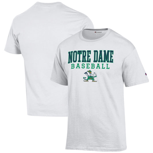 Men's Champion White Notre Dame Fighting Irish Baseball Stack T-Shirt