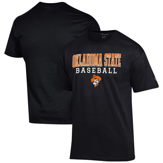 Men's Champion Black Oklahoma State Cowboys Baseball Stack T-Shirt