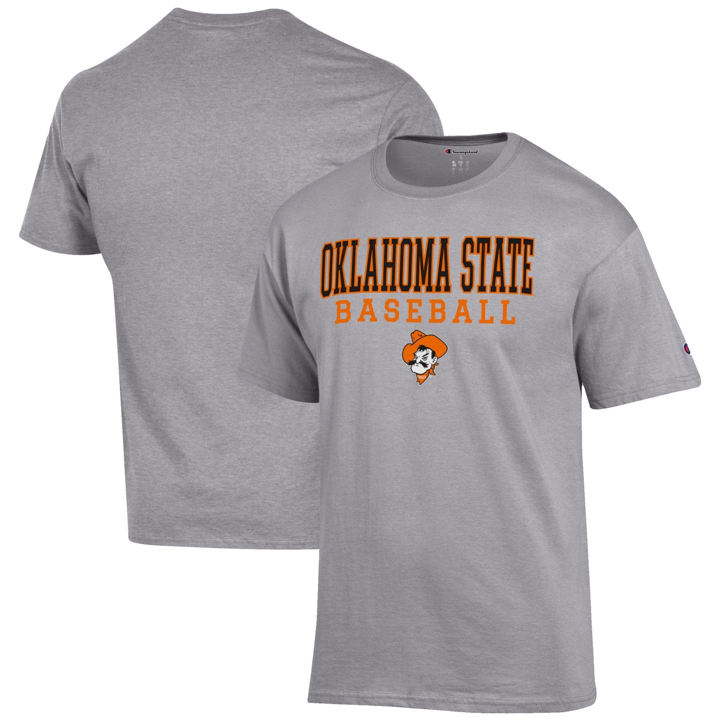 Men's Champion Gray Oklahoma State Cowboys Baseball Stack T-Shirt