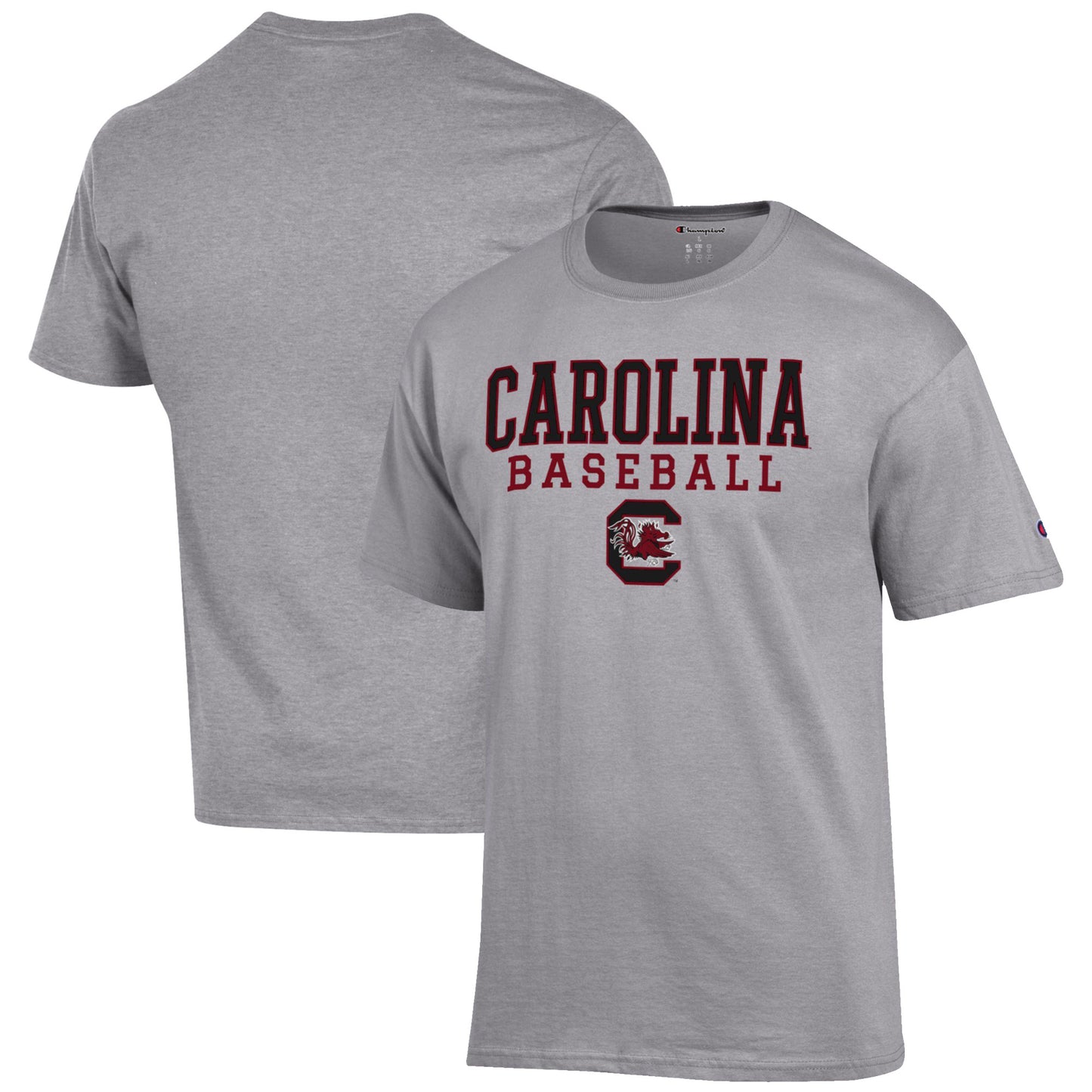 Men's Champion Gray South Carolina Gamecocks Baseball Stack T-Shirt