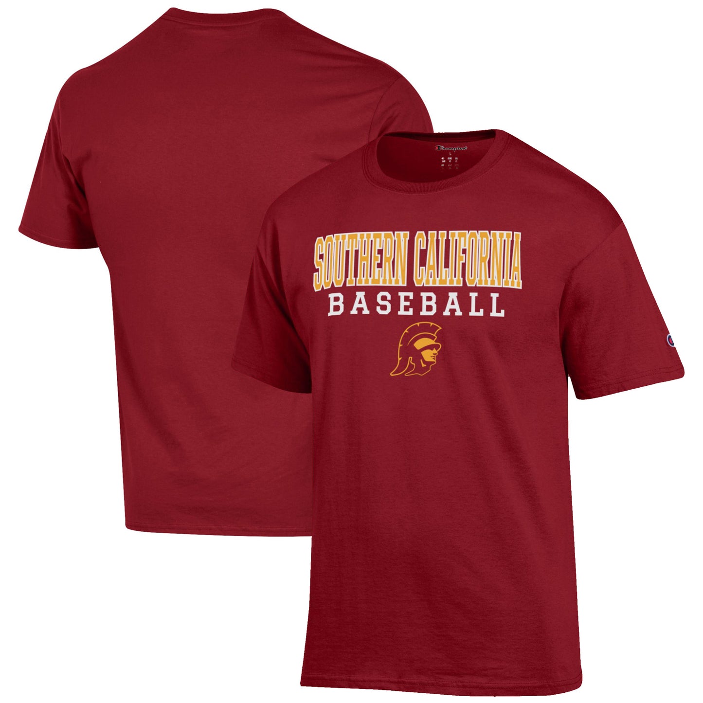 Men's Champion Cardinal USC Trojans Baseball Stack T-Shirt