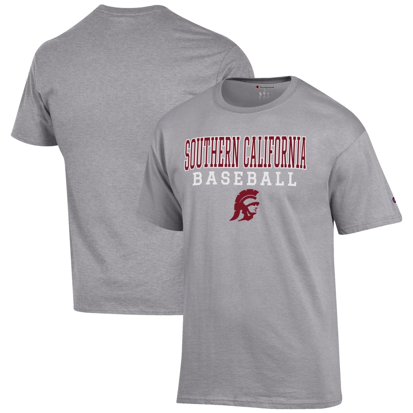 Men's Champion Gray USC Trojans Baseball Stack T-Shirt