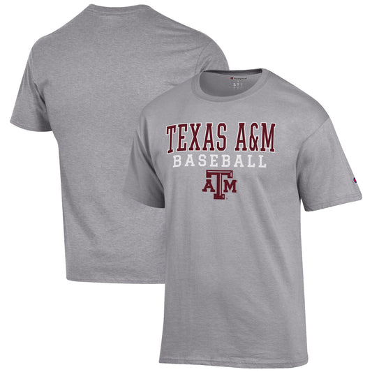 Men's Champion Gray Texas A&M Aggies Baseball Stack T-Shirt