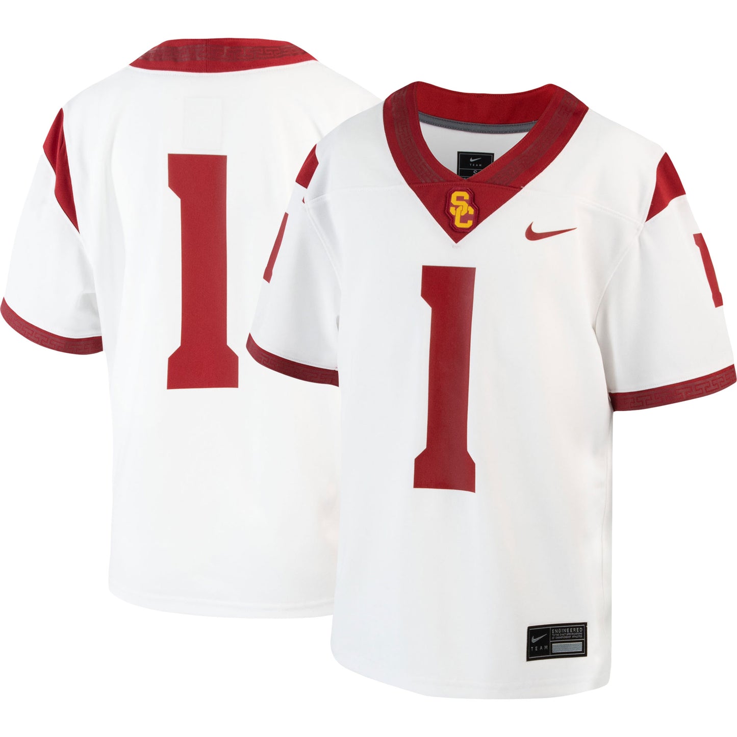 Youth Nike #1 White USC Trojans 1st Armored Division Old Ironsides Untouchable Football Jersey