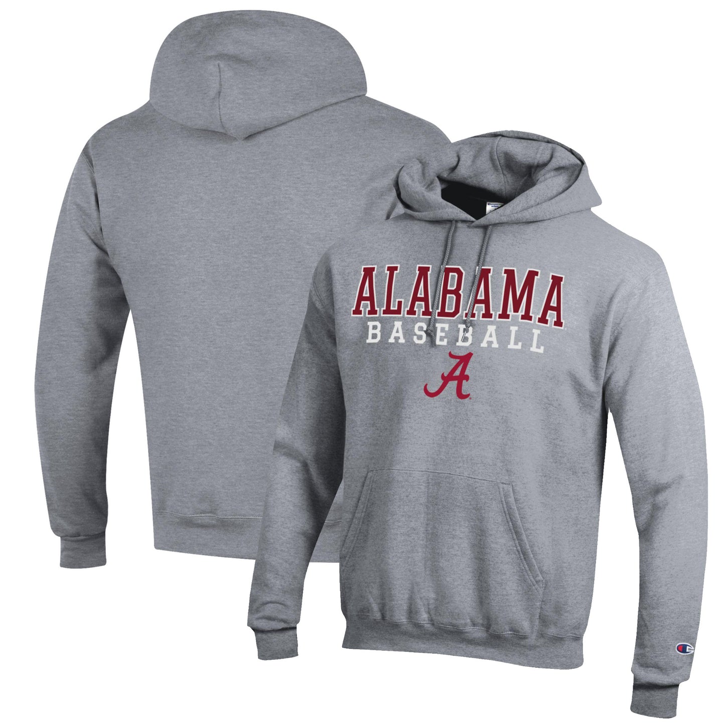 Men's Champion Gray Alabama Crimson Tide Baseball Stack Pullover Hoodie