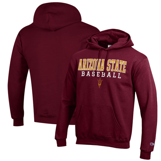 Men's Champion Maroon Arizona State Sun Devils Baseball Stack Pullover Hoodie