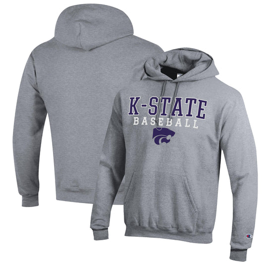 Men's Champion Gray Kansas State Wildcats Baseball Stack Pullover Hoodie