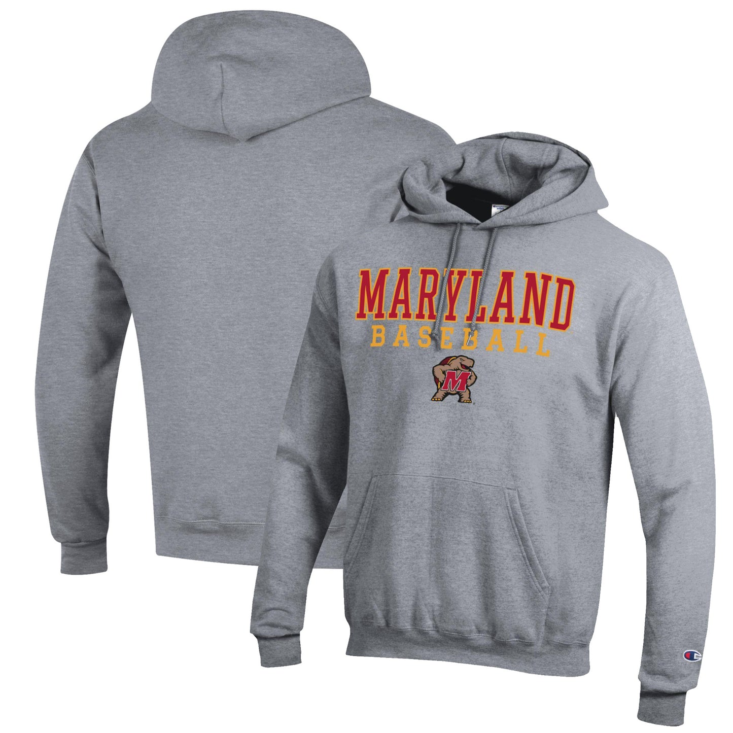 Men's Champion Gray Maryland Terrapins Baseball Stack Pullover Hoodie