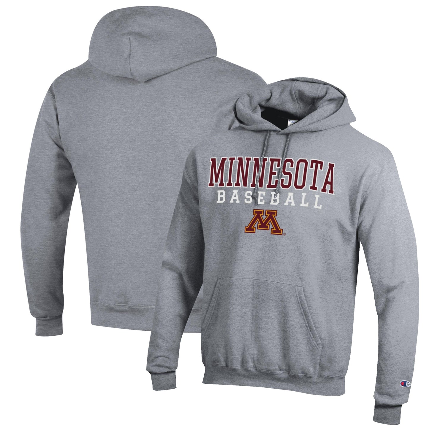 Men's Champion Gray Minnesota Golden Gophers Baseball Stack Pullover Hoodie