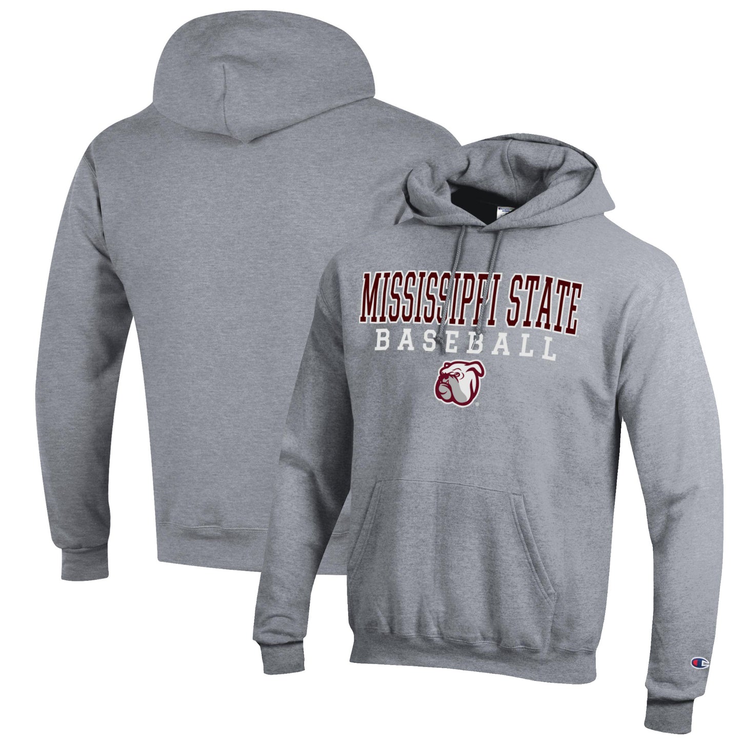 Men's Champion Gray Mississippi State Bulldogs Baseball Stack Pullover Hoodie