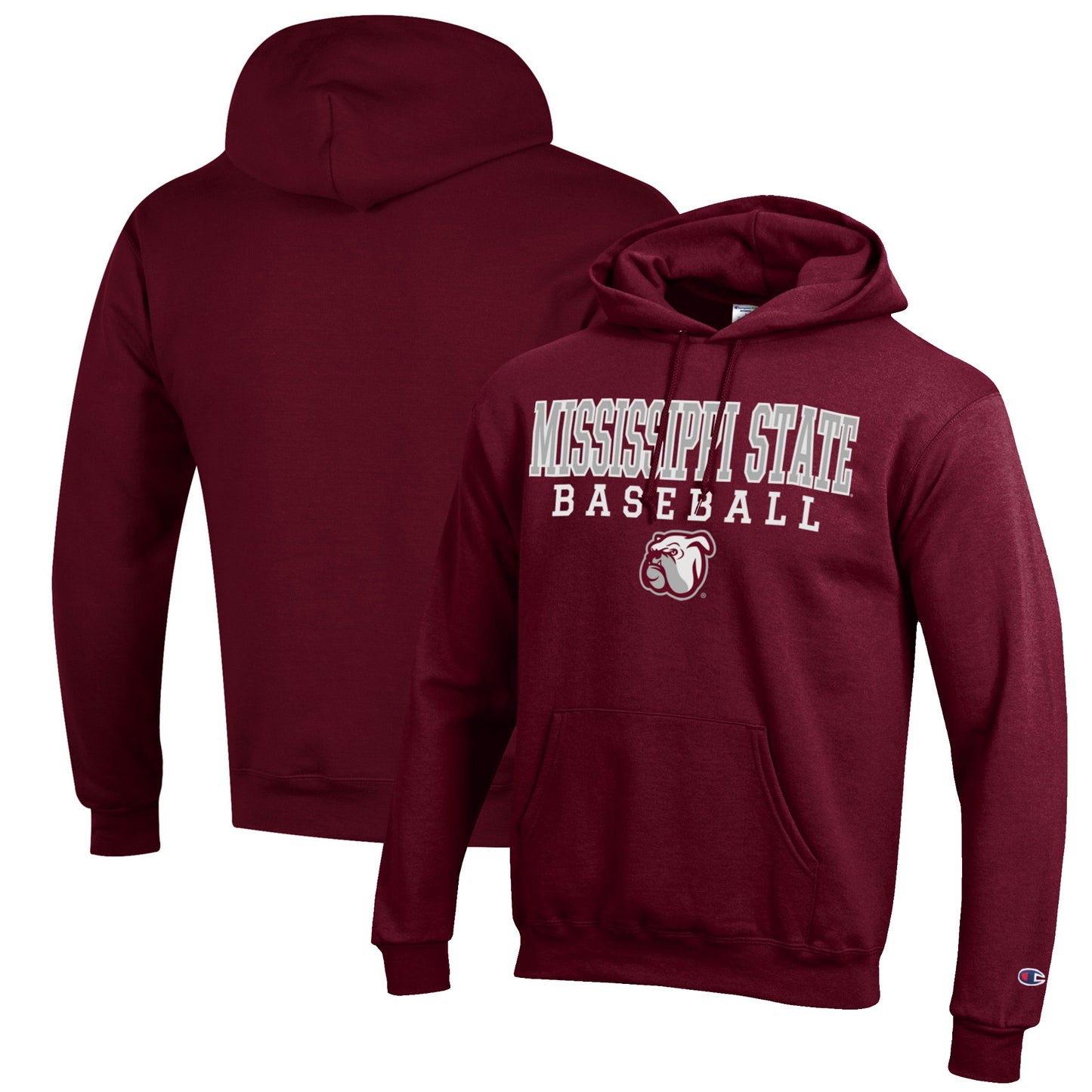 Men's Champion Maroon Mississippi State Bulldogs Baseball Stack Pullover Hoodie