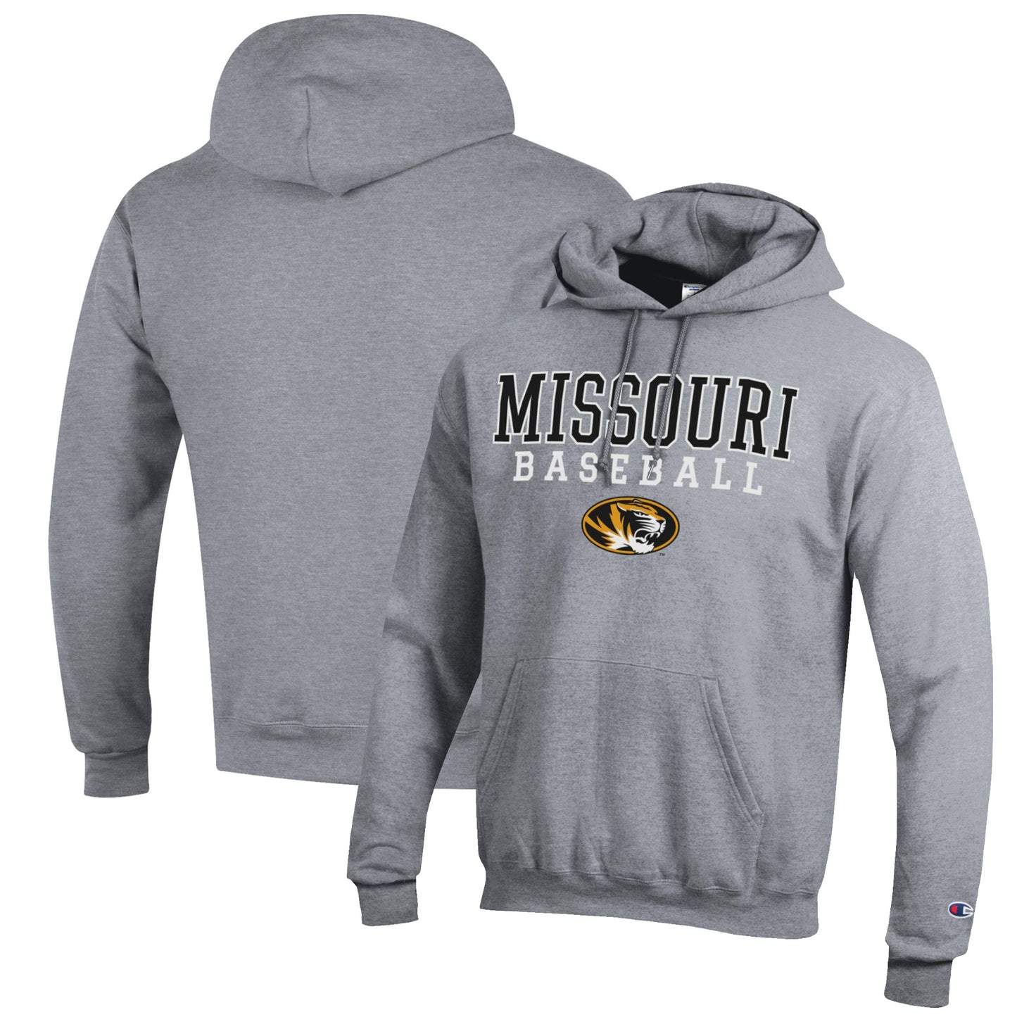 Men's Champion Gray Missouri Tigers Baseball Stack Pullover Hoodie