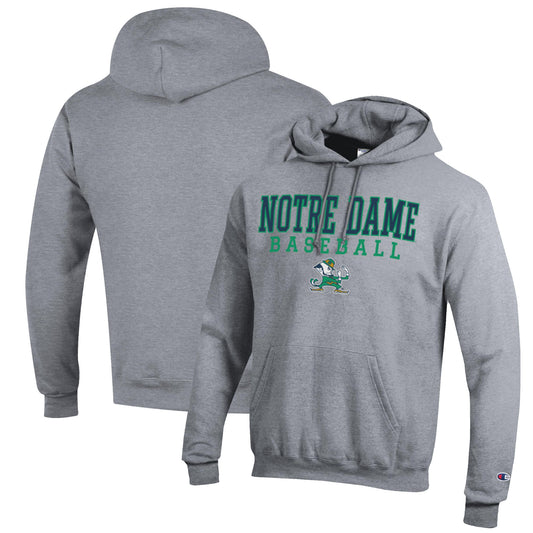 Men's Champion Gray Notre Dame Fighting Irish Baseball Stack Pullover Hoodie