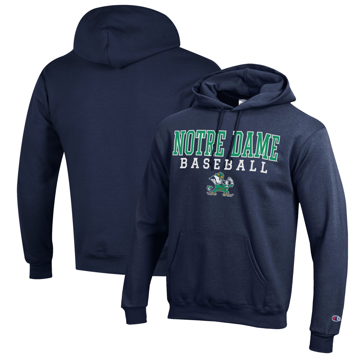 Men's Champion Navy Notre Dame Fighting Irish Baseball Stack Pullover Hoodie