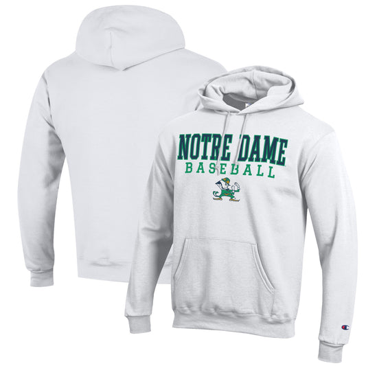 Men's Champion White Notre Dame Fighting Irish Baseball Stack Pullover Hoodie