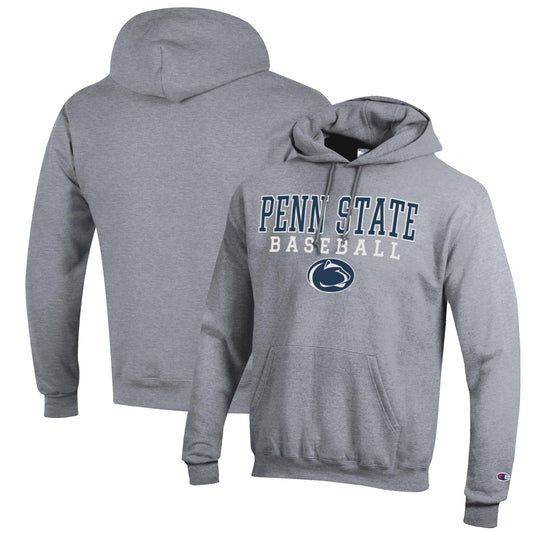 Men's Champion Gray Penn State Nittany Lions Baseball Stack Pullover Hoodie